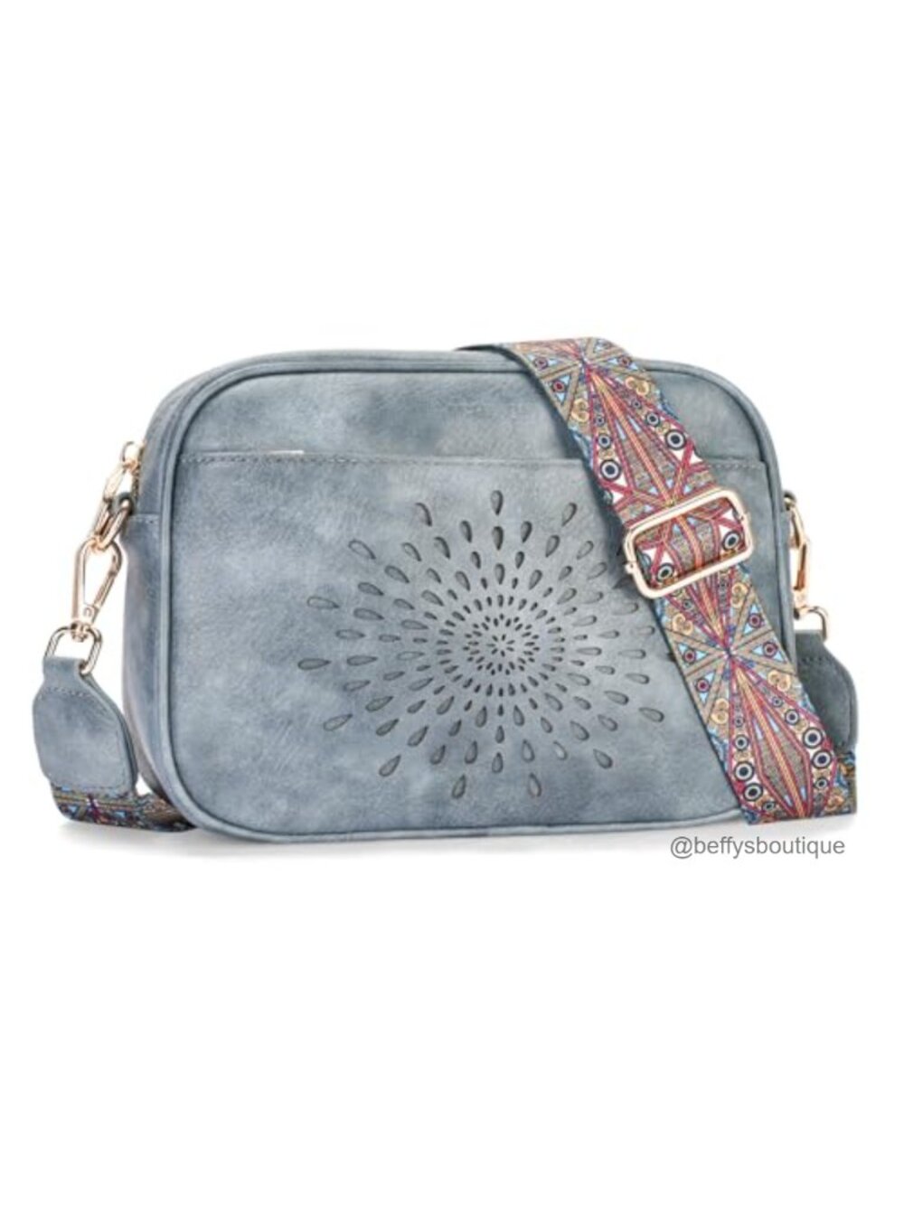 Vegan Leather Crossbody Bag Small Floral Sunflower Purse Adjustable Strap